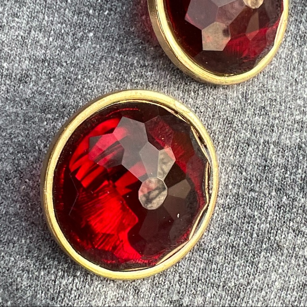 Vintage Garnet Cabochon Clip Earrings er1 - Picture 6 of 9